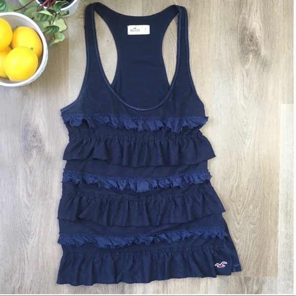 ⚡️4/$20 HOLLISTER Navy Ruffle Front Loose Fit Tank